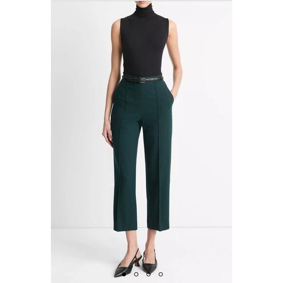 Vince Pants - Vince Italian Flannel Mid-Rise Easy Pull-On Pant  V9774222 in Sea Onyx Green XS